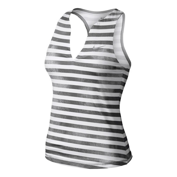 Nike Women's Gray and White Striped Tank Top - Picture 6 of 7